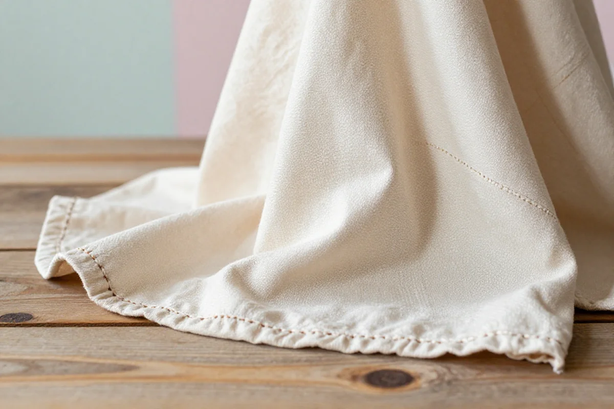 Ręcznie wykonany element odzieży slow fashion z naturalnych materiałów.