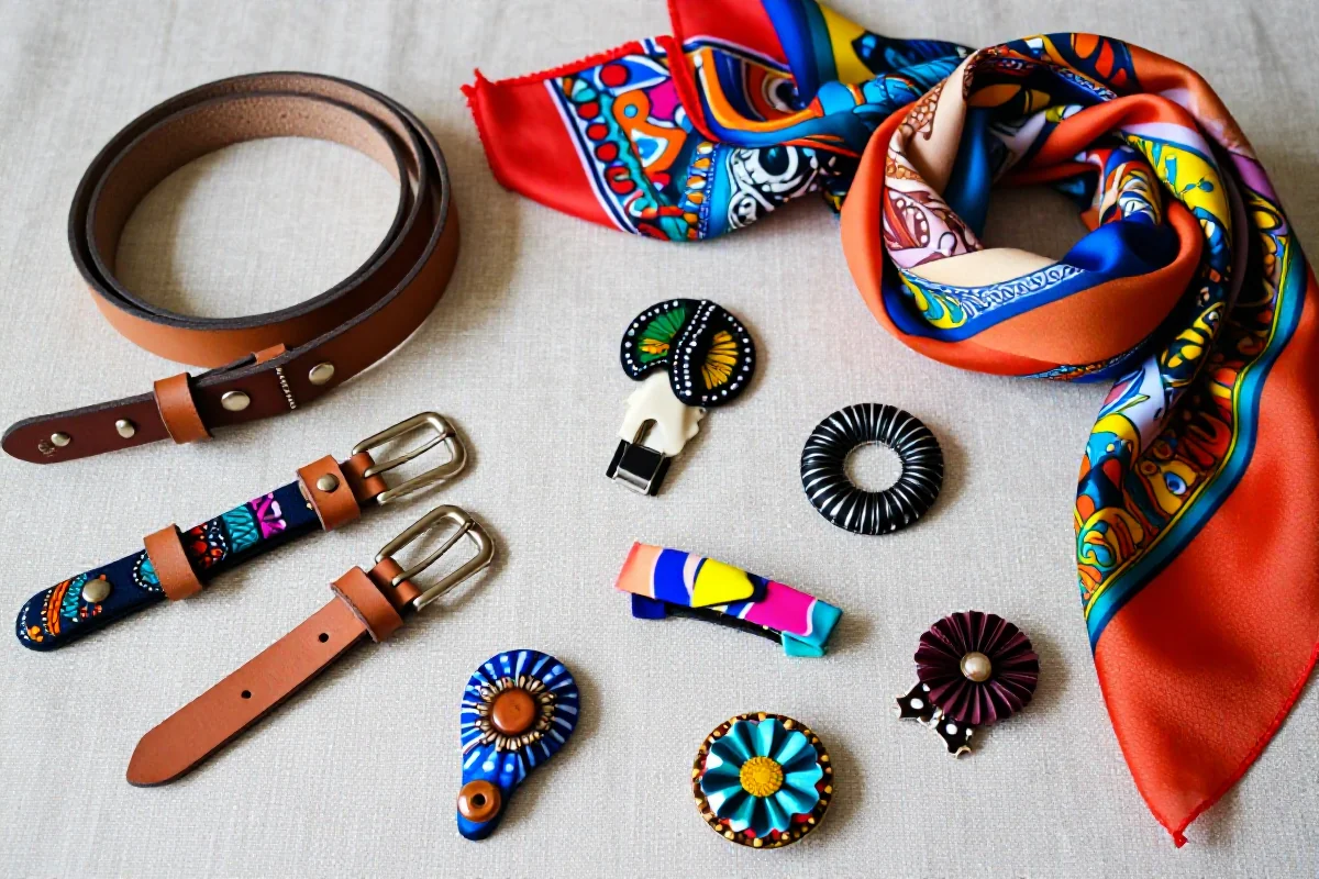 Ręcznie robione akcesoria modowe DIY, paski, apaszki i ozdoby.