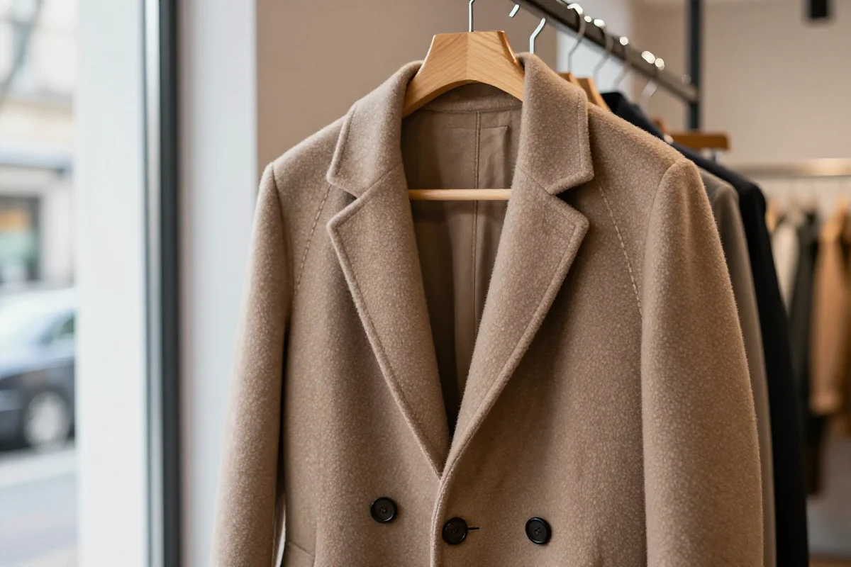 Elegancki płaszcz wysokiej jakości z wełny i kaszmiru w butiku
