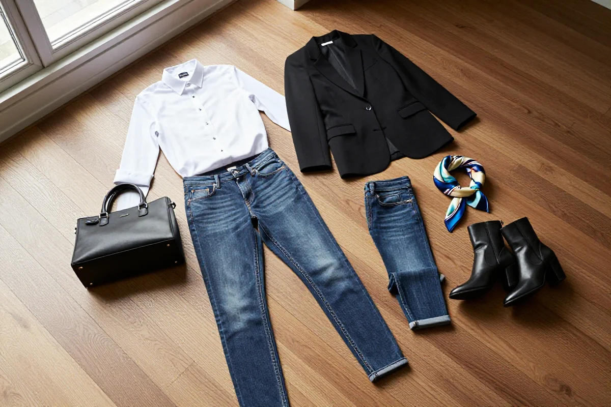 Stylowa kapsułowa garderoba z podstawowymi elementami mody