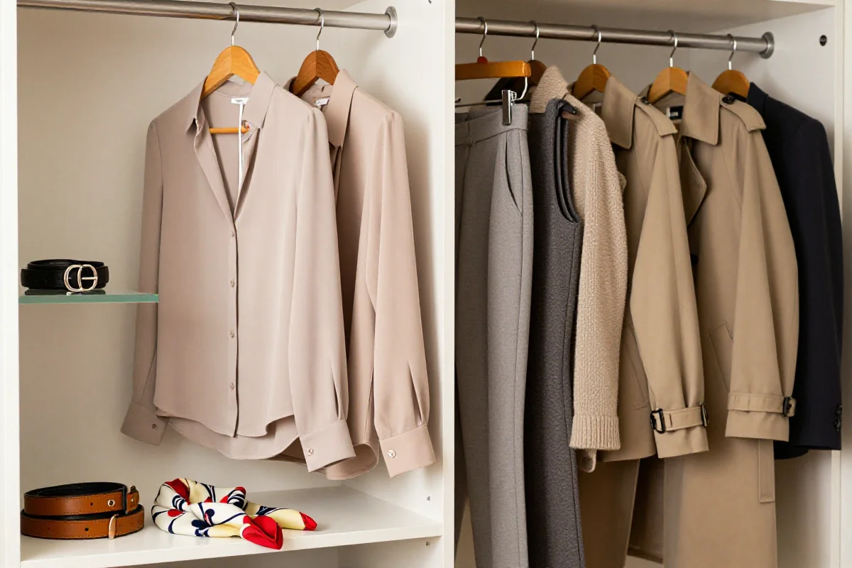Stylowa kapsuła garderoby z minimalistycznymi ubraniami i dodatkami.