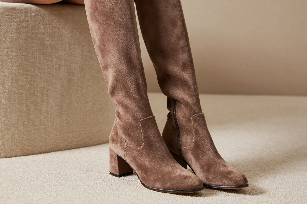 Stylowe kozaki muszkieterki z zamszu, idealne do eleganckich stylizacji.