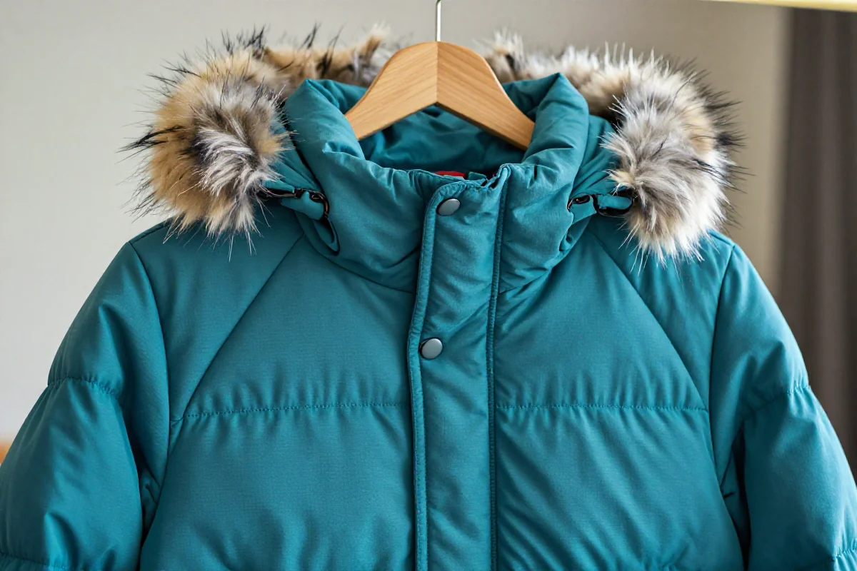 Stylowa kurtka puchowa w intensywnym odcieniu niebieskim, z detalami pikowania.