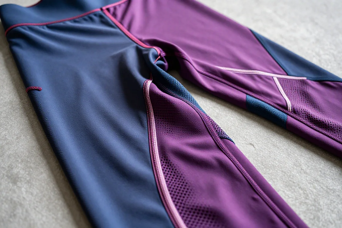 Sportowe legginsy do ćwiczeń w intensywnym kolorze, ukazujące detale tkaniny.