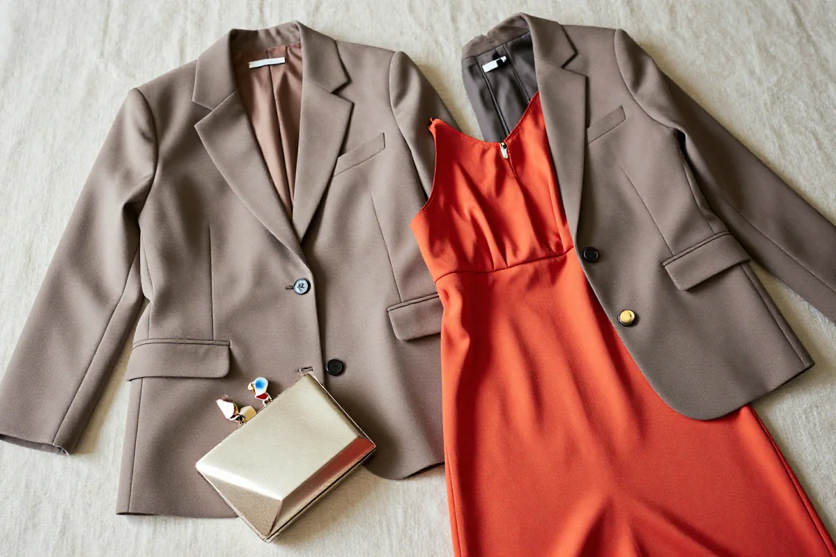 Nowoczesna elegancja - stylowe elementy mody na tkaninie.