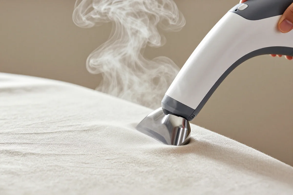 Odparowywanie ubrań z użyciem parownicy, delikatne tkaniny w steamie.