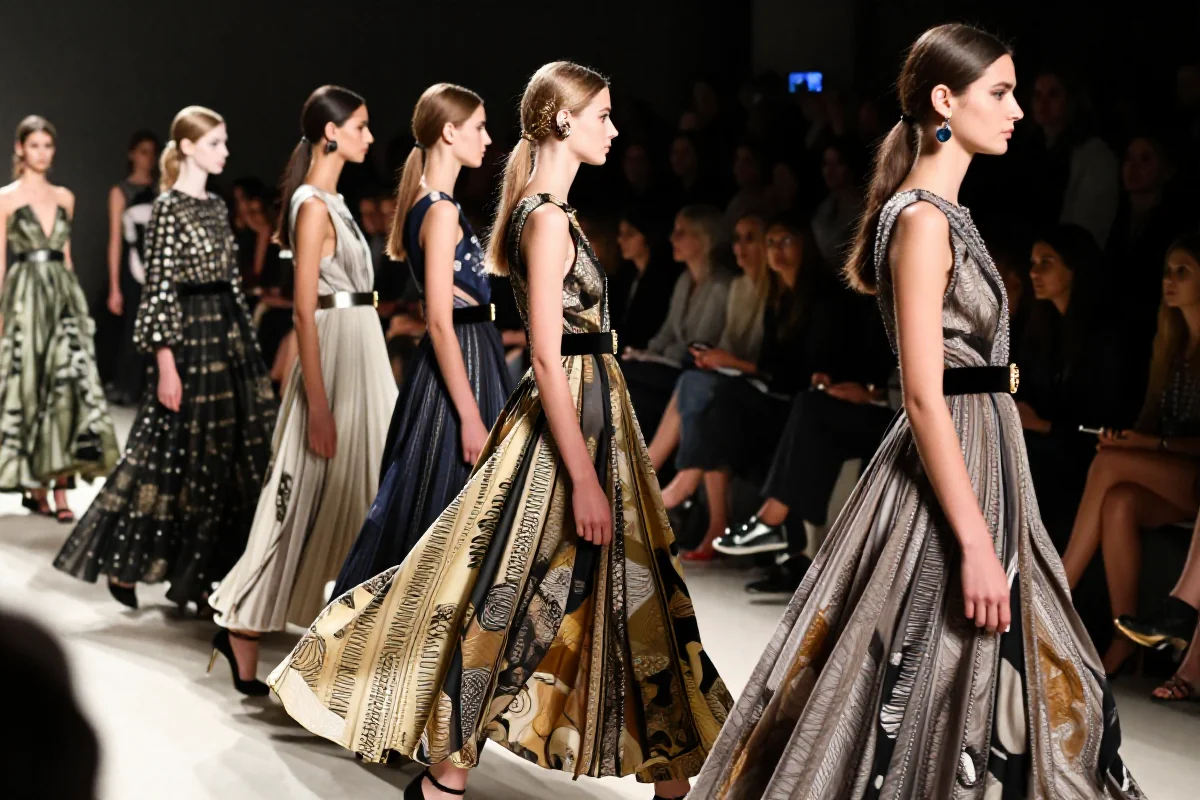 Stylowy pokaz mody na wybieg, porównanie Paryża i Mediolanu.