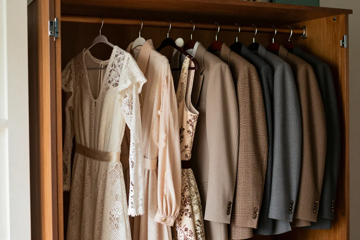 Organizacja przechowywania odzieży vintage w odpowiednich warunkach jakościowych.