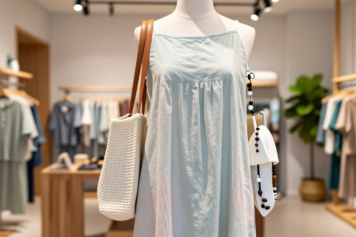 Zrównoważona moda: nowoczesna sukienka na manekinie w sklepie