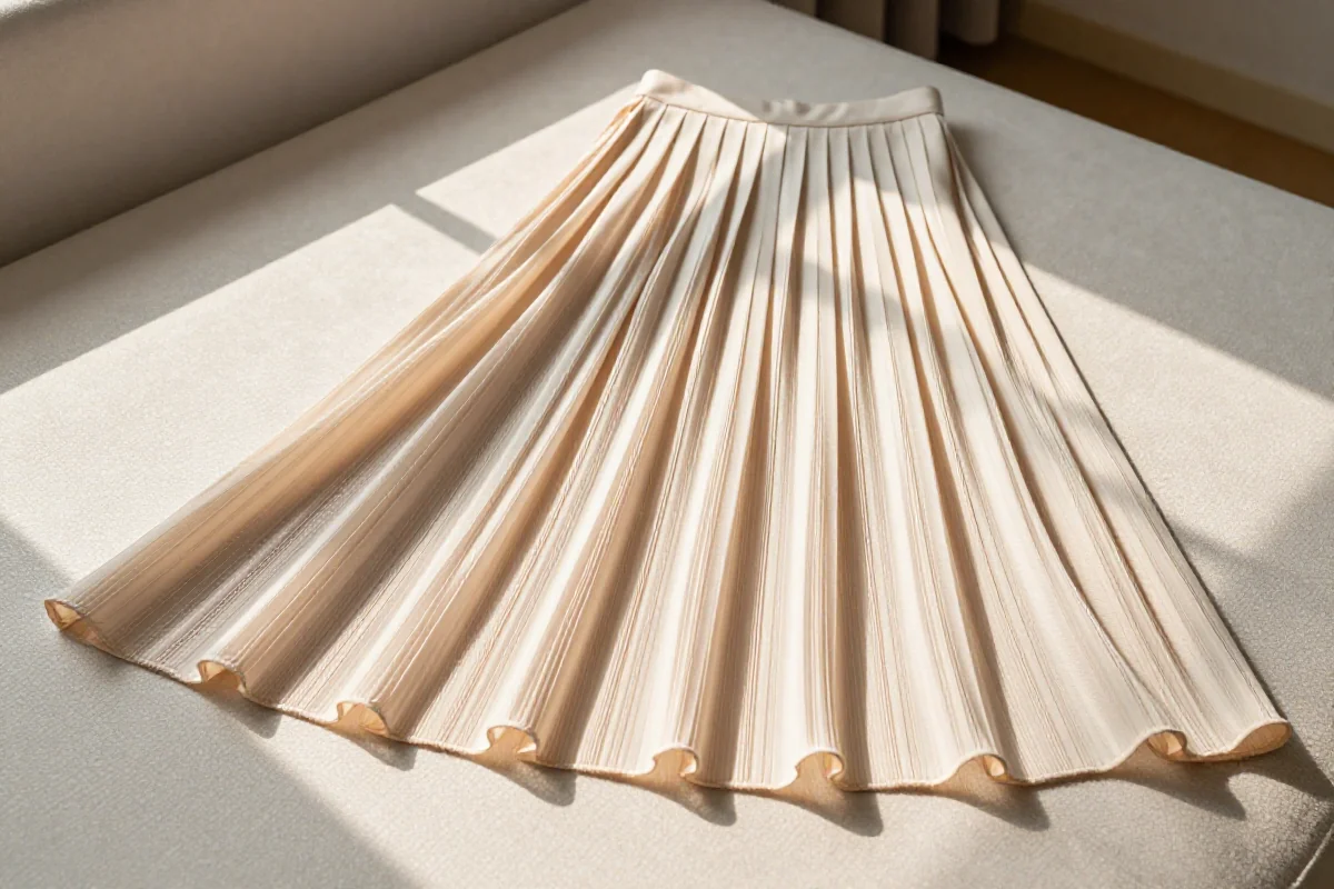 Elegancka spódnica plisowana z drobnymi plisami na tle teksturowym