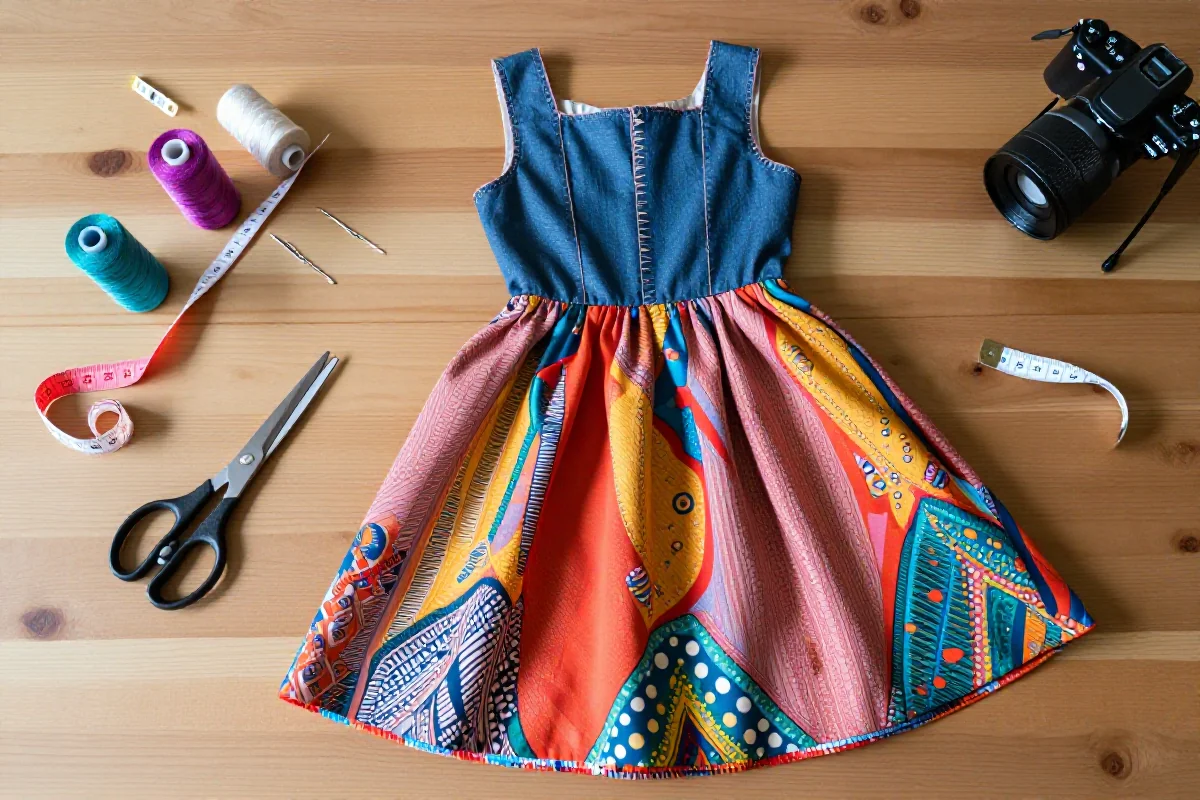 Przekształcanie spódnicy w sukienkę w kreatywnej przestrzeni krawieckiej.