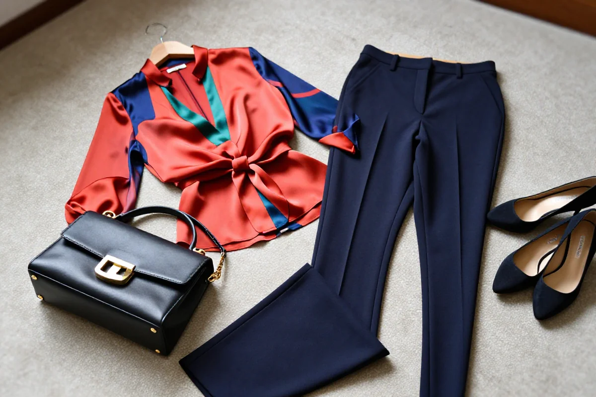 Stylowe ubrania i akcesoria mody na tle teksturowym.